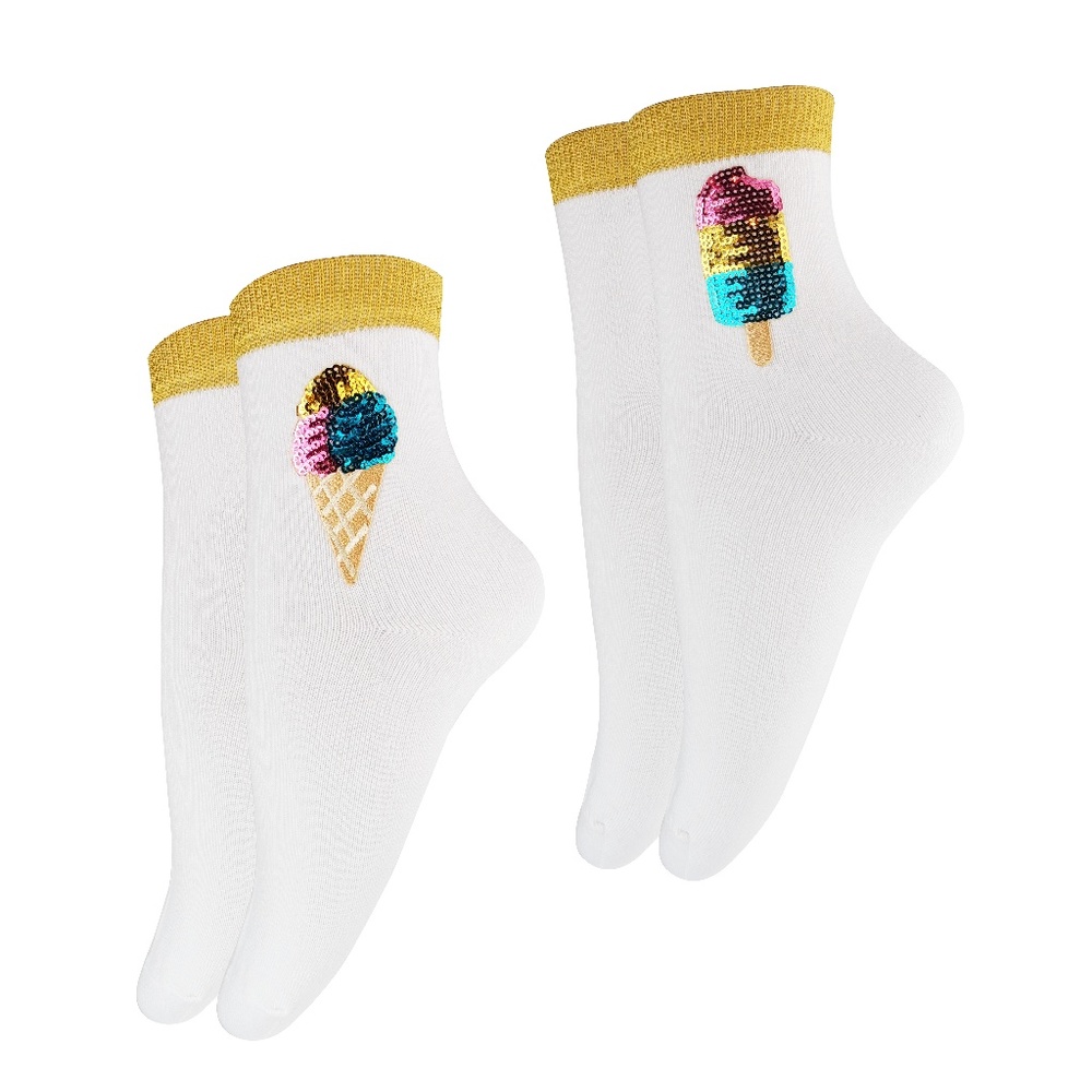 Women's Ice Cream Sequined Beads Embroidery Socks